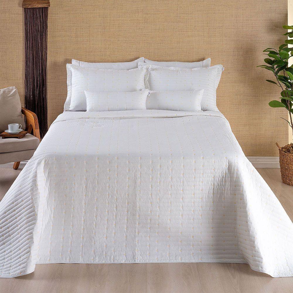 Kit Cobre Leito Queen 7 Peças Bordado Urbany 100% Poliéster Hipercal 400 Fios Cor:branco. - 3