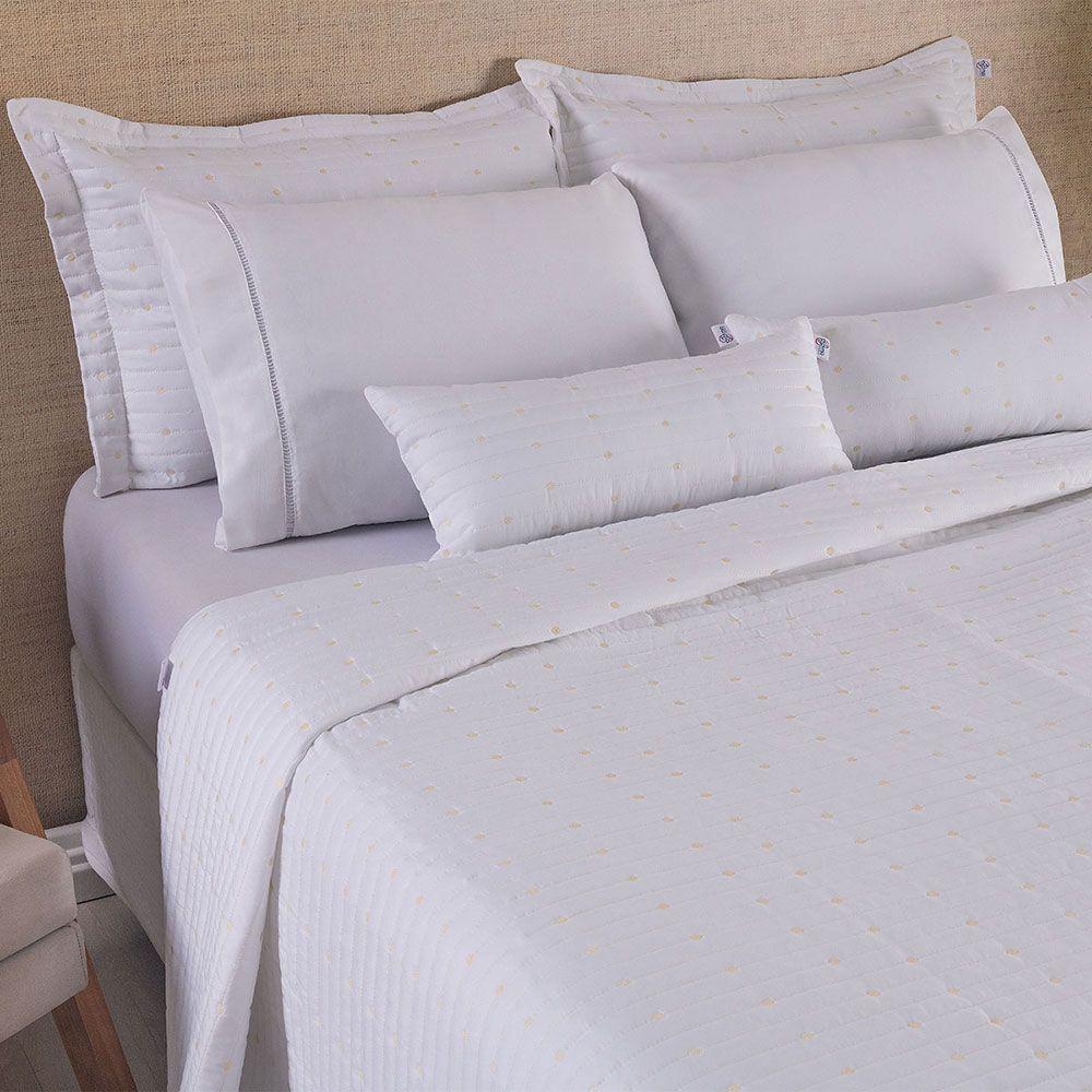 Kit Cobre Leito Queen 7 Peças Bordado Urbany 100% Poliéster Hipercal 400 Fios Cor:branco. - 4