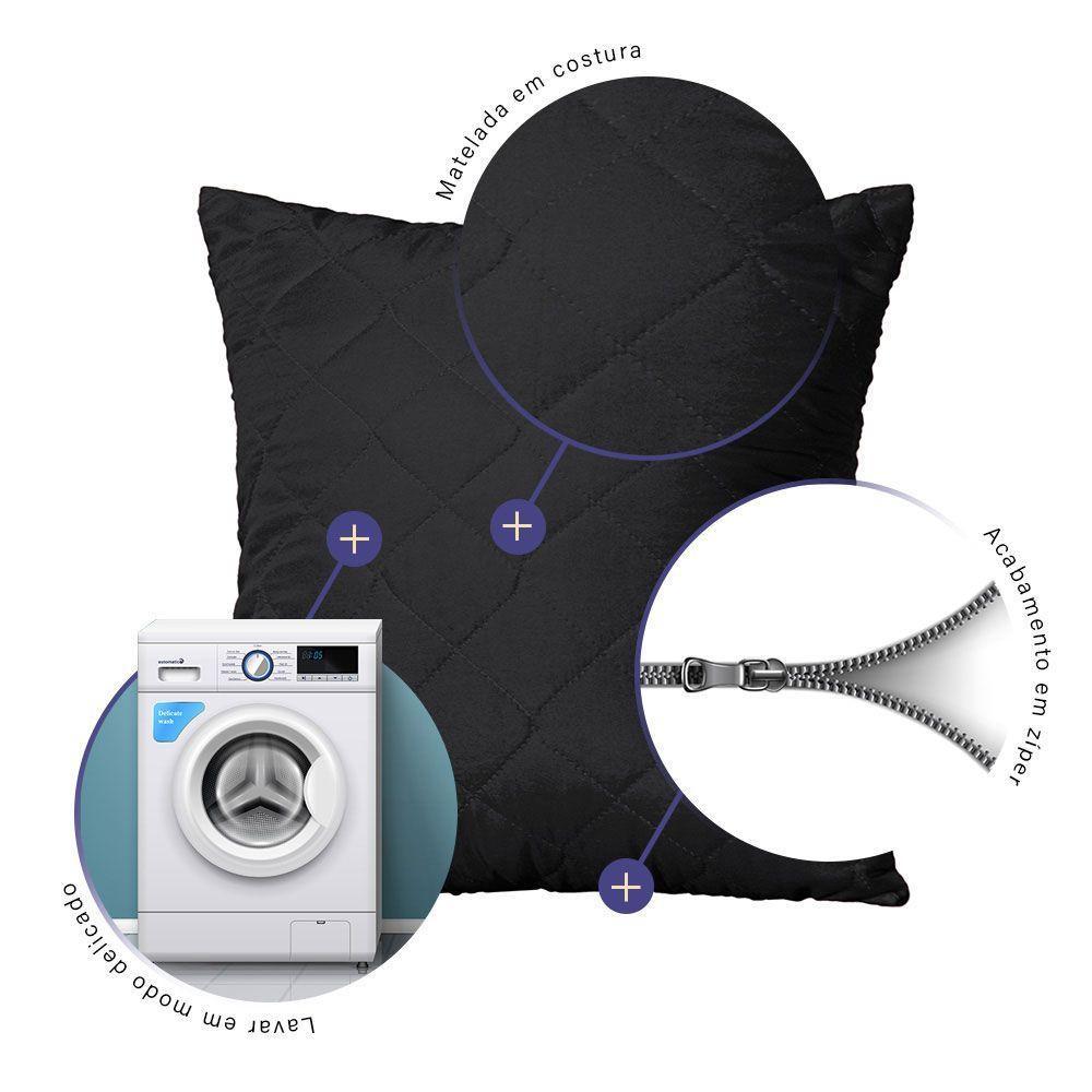 Capa De Almofada 45cm X 45cm 1 Peça Matelada 100% Poliéster Cor:preto - 2