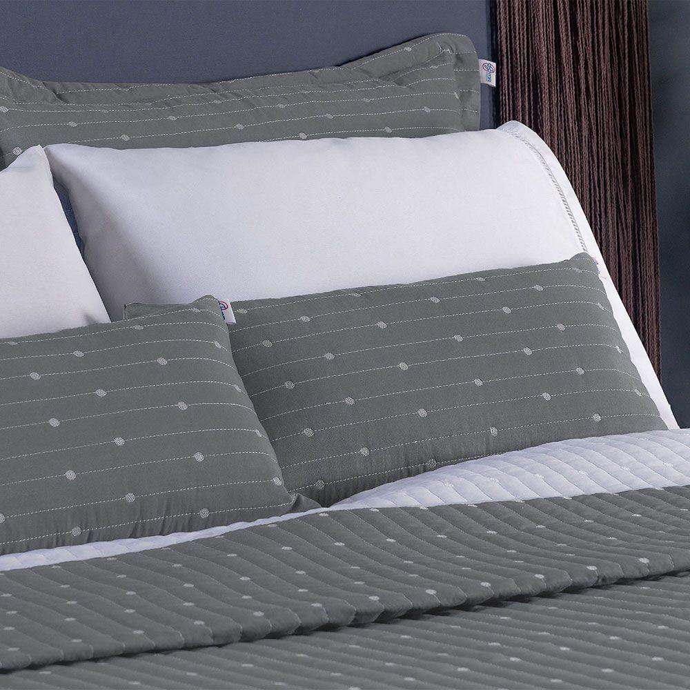 Kit Cobre Leito Queen 7 Peças Bordado Urbany 100% Poliéster Hipercal 400 Fios Cor:cinza. - 3