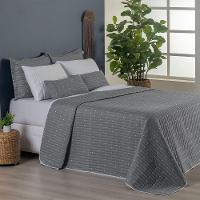Kit Cobre Leito Queen 7 Peças Bordado Urbany 100% Poliéster Hipercal 400 Fios Cor:cinza. - 2
