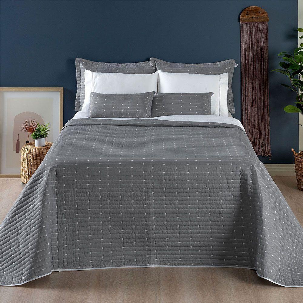 Kit Cobre Leito King 7 Peças Bordado Urbany 100% Poliéster Hipercal 400 Fios Cor:cinza. - 2