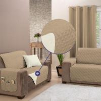 Protetor De Sofá King 2 Lugares Manu 100% Poliéster Cor:cáquipalha. - 5