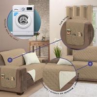 Protetor De Sofá King 2 Lugares Manu 100% Poliéster Cor:cáquipalha. - 6