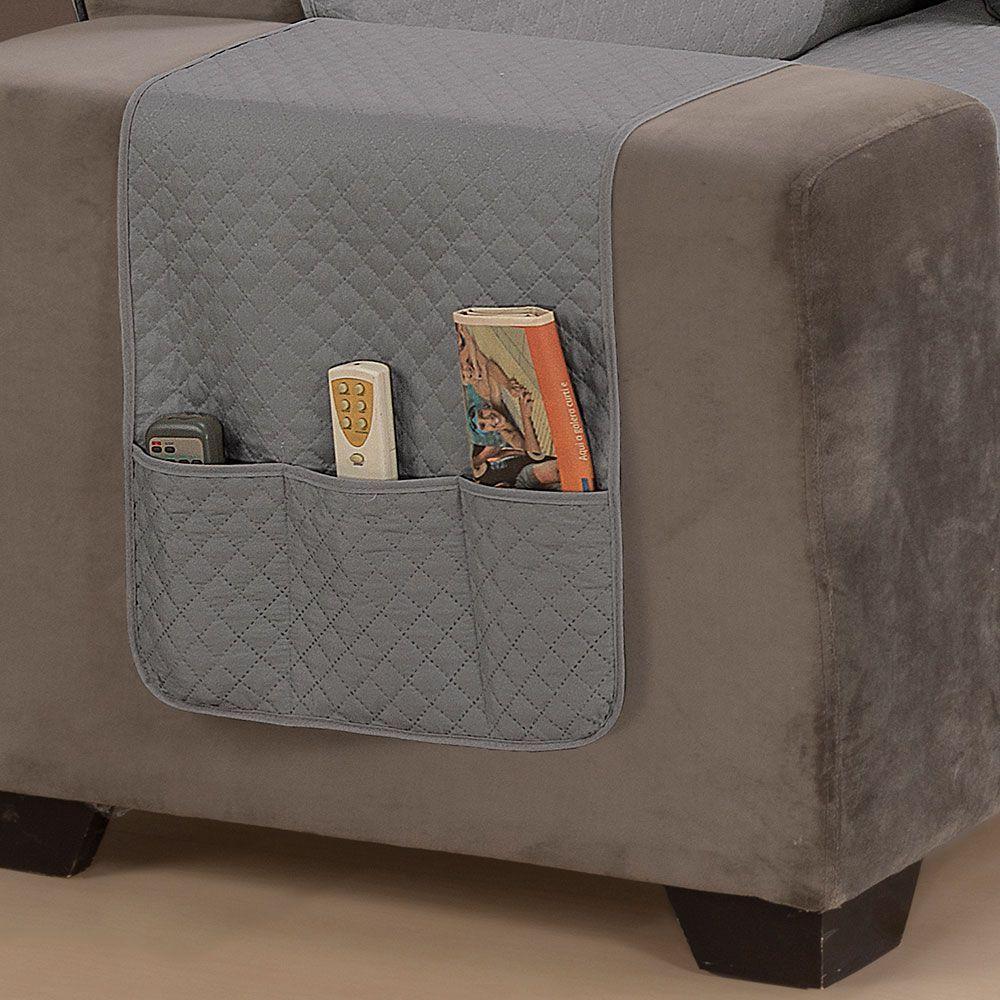 Protetor De Sofá King 4 Lugares Impermeável 100% Poliéster Cor:cinzapreto. - 3