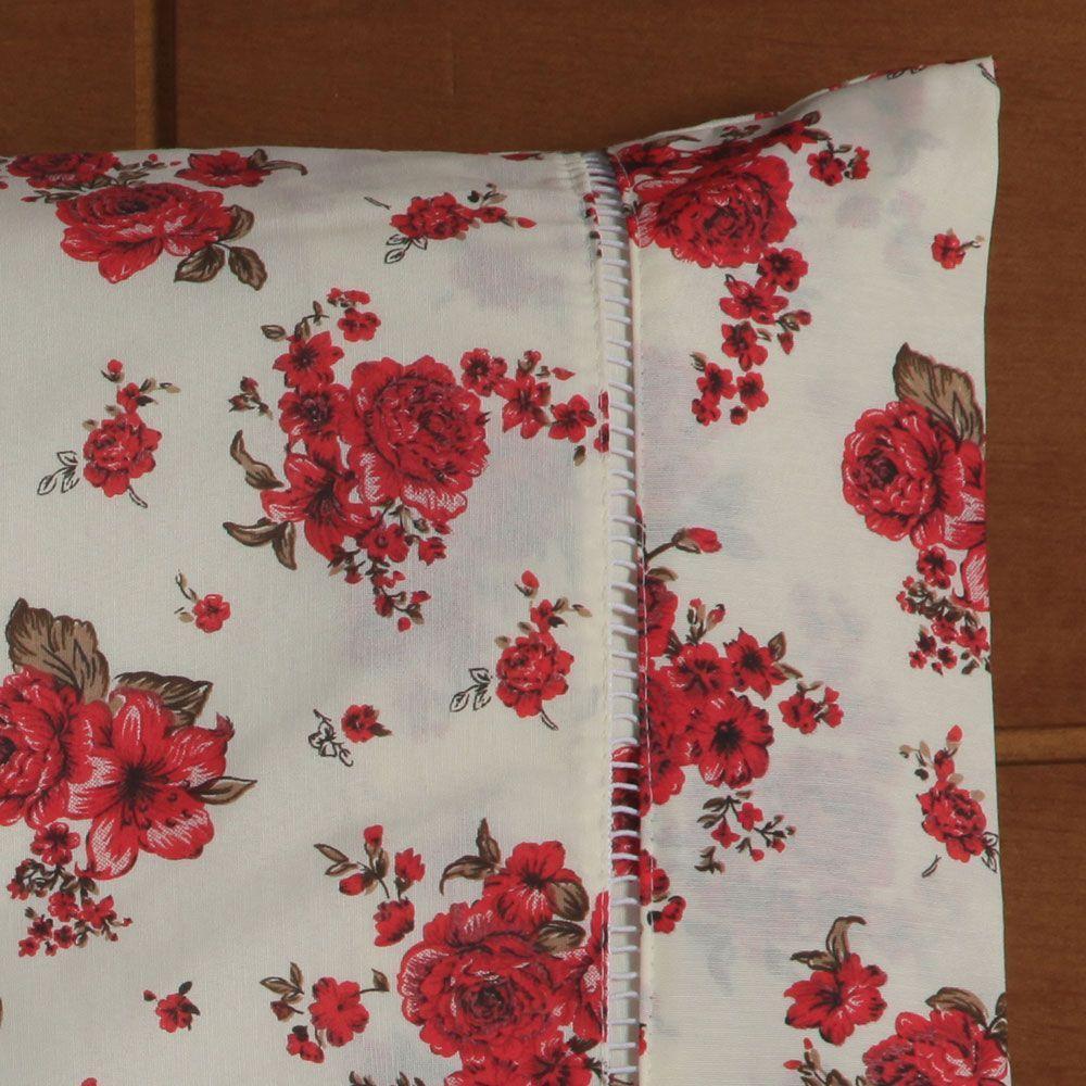 Jogo De Lençol Casal Padrão 3 Peças Esmeralda 100% Algodão Percal 150 Fios Cor:vermelho. - 5