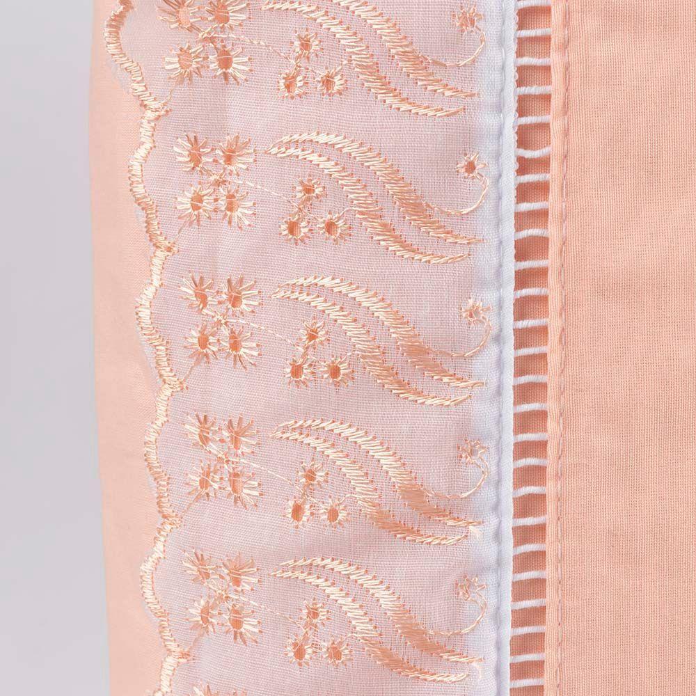 Jogo De Lençol King 3 Peças Basic Percal 180 Fios Lese Bordado Inglês - Salmão - 2