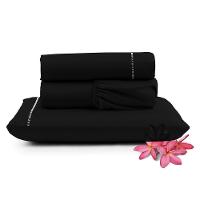 Jogo De Lençol Primor Solteiro 3 Peças Percal 400 Fios Ponto Palito - Preto - 1