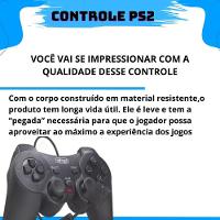 Combo 2 Controles Joystick Manete Ps2 Ps1 Plug And Play Dualshock Preto Com Fio - 5