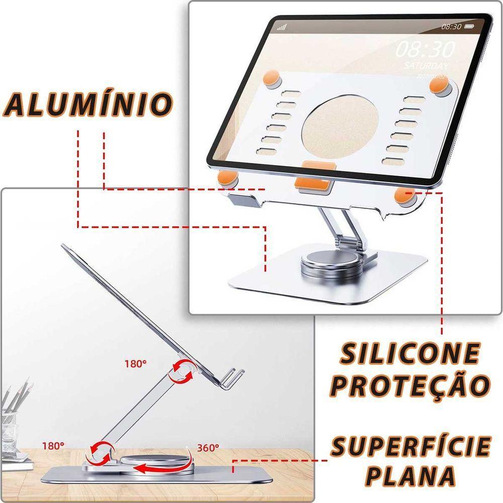 Suporte Para Tablet Acrílico E Alumínio Ajustável 360º Giratório - 3