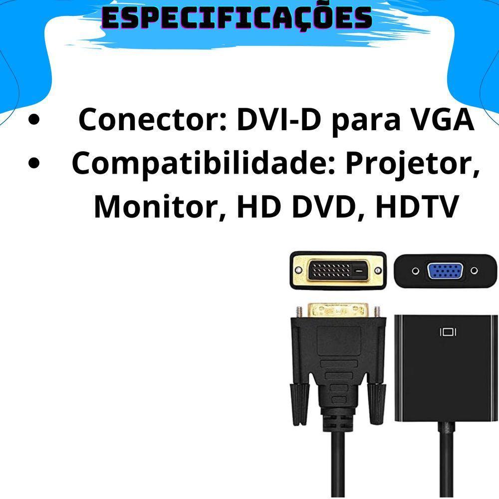 Kit 5 Conversores Adaptador Conector Dvi-d 24+1 Macho P- Vga 15 Pinos Fêmea - 2