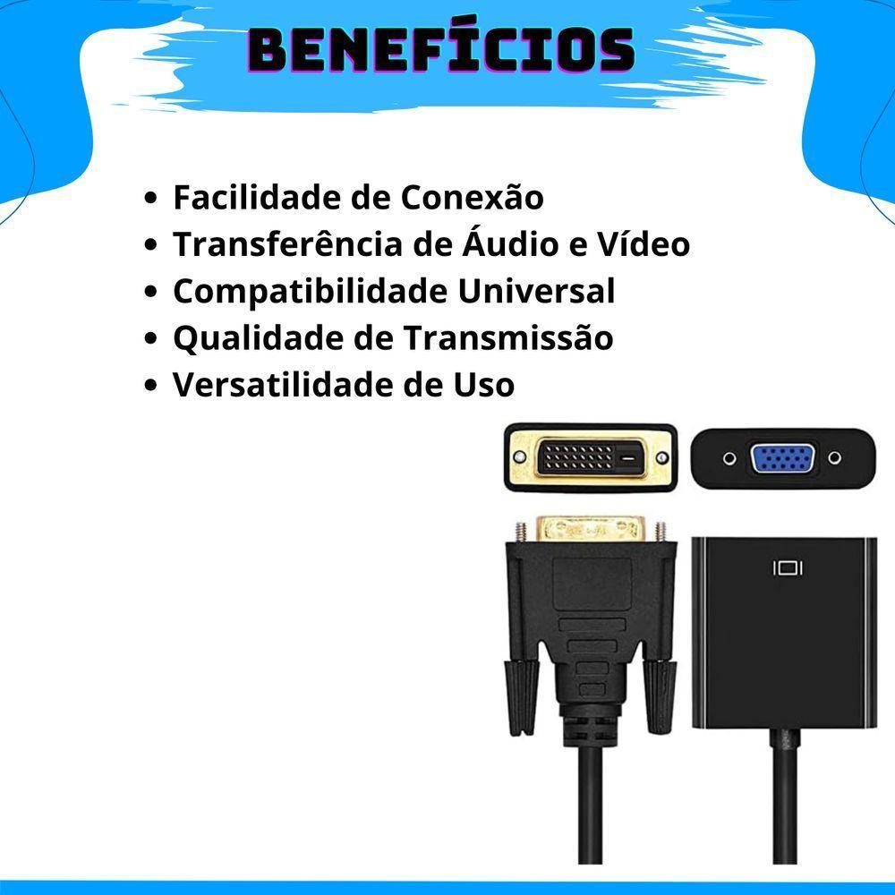 Kit 5 Conversores Adaptador Conector Dvi-d 24+1 Macho P- Vga 15 Pinos Fêmea - 5