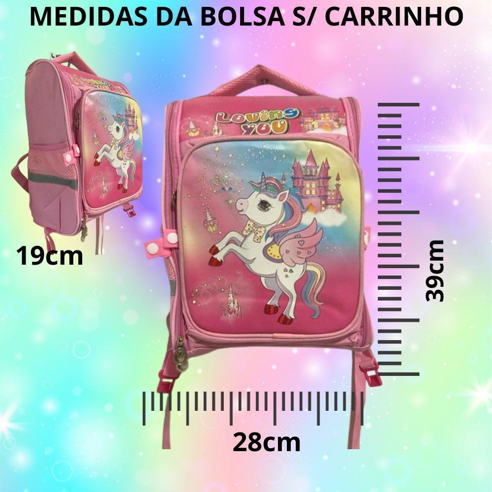 Kit Mochila Escolar Infantil Com Rodinhas Unicórnio Mais Lancheira E Estojo - 8