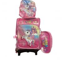 Kit Mochila Escolar Infantil Com Rodinhas Unicórnio Mais Lancheira E Estojo - 1