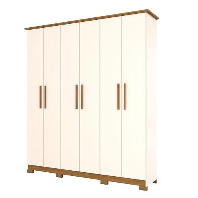 Guarda Roupa Casal Lima 6 Portas 3 Gavetas Off White Nature MDP-MDF