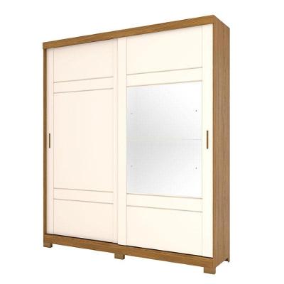 Guarda Roupa Casal Turin 2 Portas de Correr 3 Gavetas Nature Off White