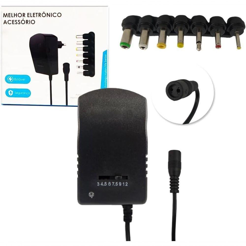 Fonte Universal Bivolt Regulável 3v 4.5v 6v 7.5v 9v 12v 3a 30w 6 Plugs It-blue Le-2561 - 2