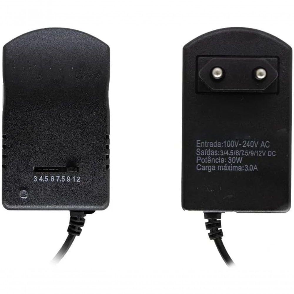 Fonte Universal Bivolt Regulável 3v 4.5v 6v 7.5v 9v 12v 3a 30w 6 Plugs It-blue Le-2561 - 4