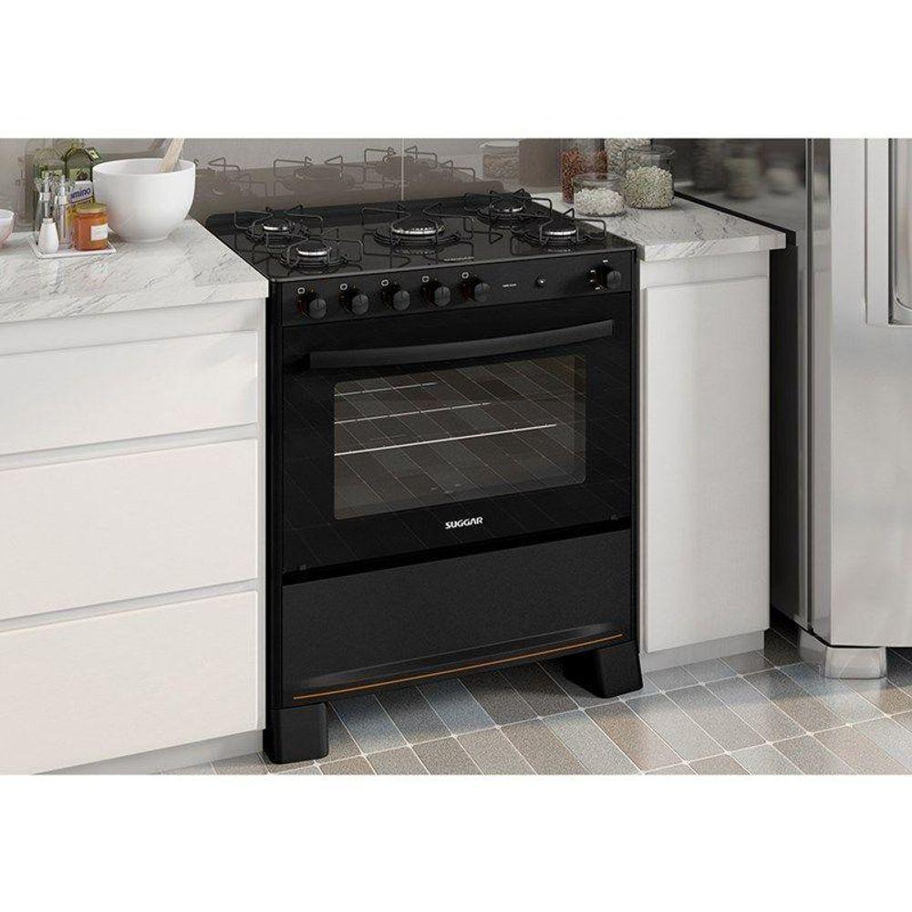 Fogão Suggar Cook Glass 5 Queimadores Preto FGVCG510PT Bivolt Preto - 3