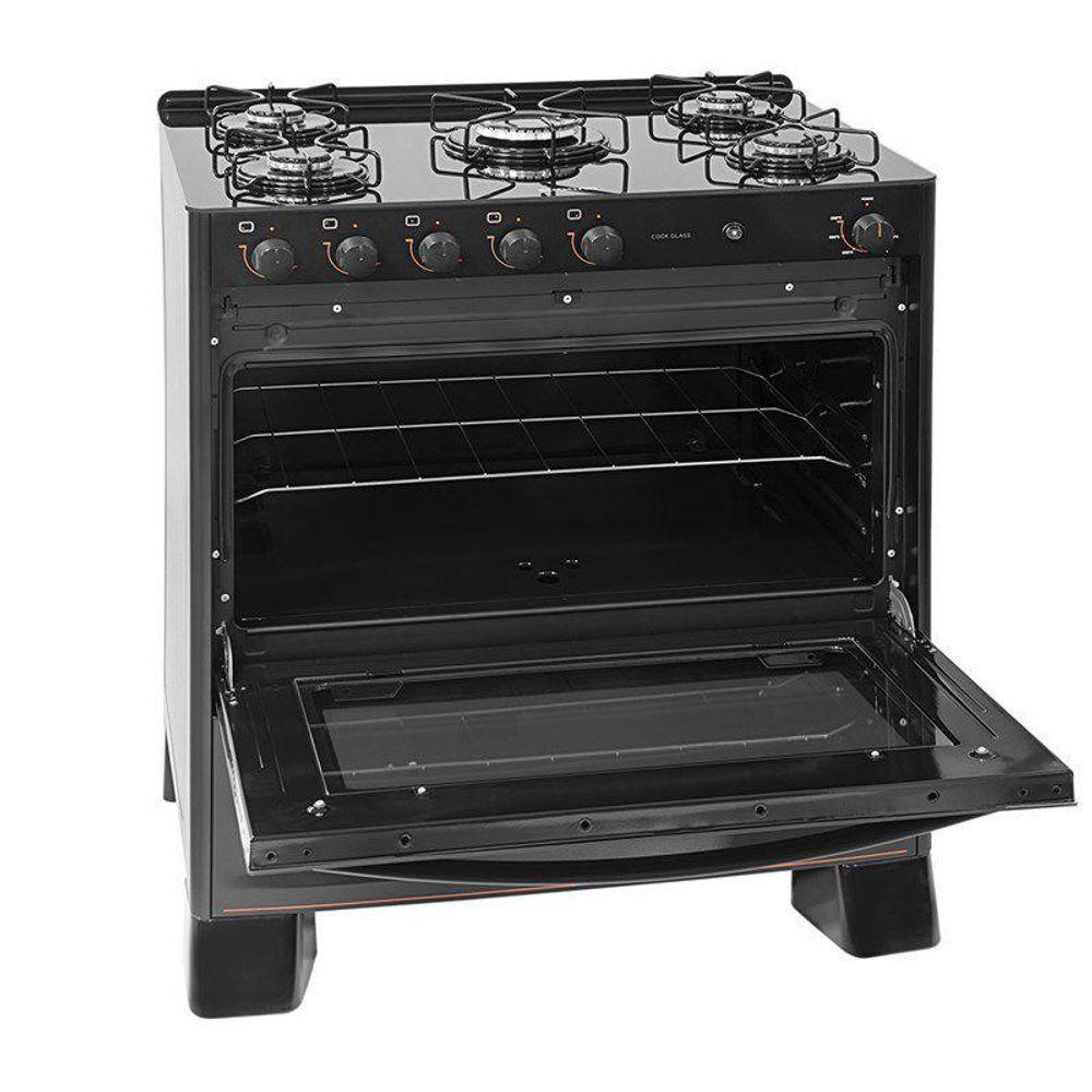 Fogão Suggar Cook Glass 5 Queimadores Preto FGVCG510PT Bivolt Preto - 5