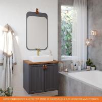 Gabinete Para Banheiro 60cm 100% Mdf 2 Portas Alure Mgm Móveis Titânio/freijo Titanium/freijo - 2