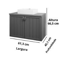 Gabinete Para Banheiro 60cm 100% Mdf 2 Portas Alure Mgm Móveis Titânio/freijo Titanium/freijo