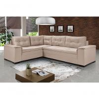 Sofá Viena Canto Suede Plus Confortável Pés Madeira Império Areia 376 - 1