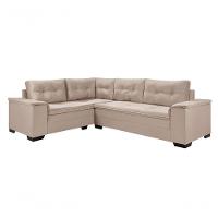 Sofá Viena Canto Suede Plus Confortável Pés Madeira Império Areia 376 - 5