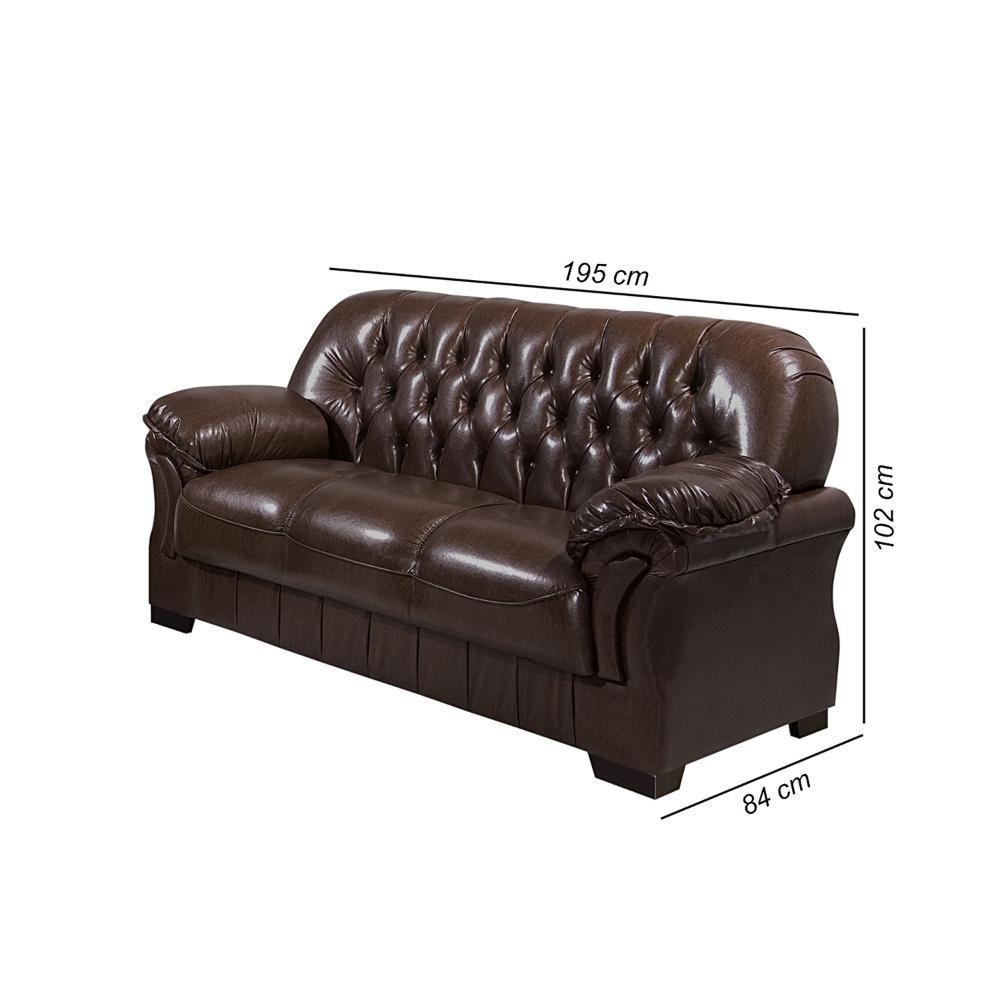 Sofá Rei 3 Lugares Couríssimo Marrom Fixo Capitonê Retro Império Marrom 850 - 2