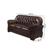 Sofá Rei 3 Lugares Couríssimo Marrom Fixo Capitonê Retro Império Marrom 850 - 2