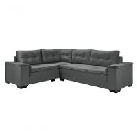 Sofá Viena Canto Suede Plus Confortável Pés Madeira Império Cinza 380