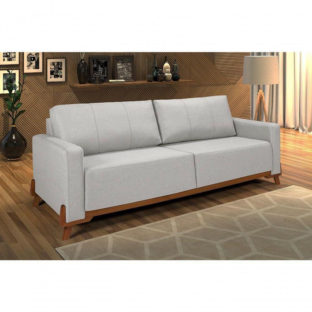 Sofá Maldivas 1,70 Linho Fixo Base Madeira Living Império Linho 185 - 1