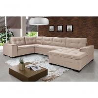 Sofá Viena 3 Lugares Com Chaise E Canto Premium Império Areia Areia 376 - 1