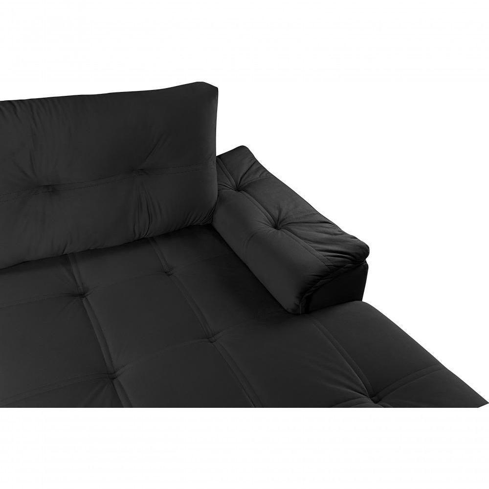 Sofá Viena 3 Lugares Com Chaise E Canto Premium Império Preto Preto 381 - 5