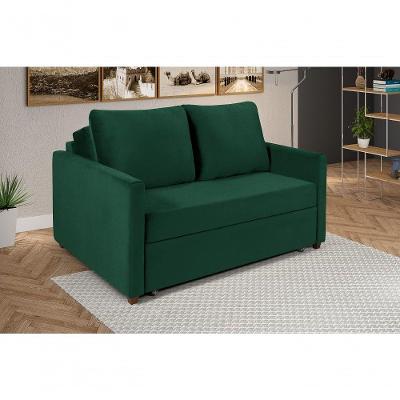 Sofá Cama Hope Suede 2 Lugares Retrátil Confortável Império Verde 403