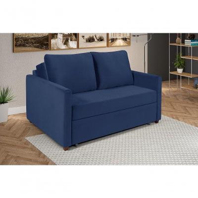 Sofá Cama Hope Suede 2 Lugares Retrátil Confortável Império Azul 375