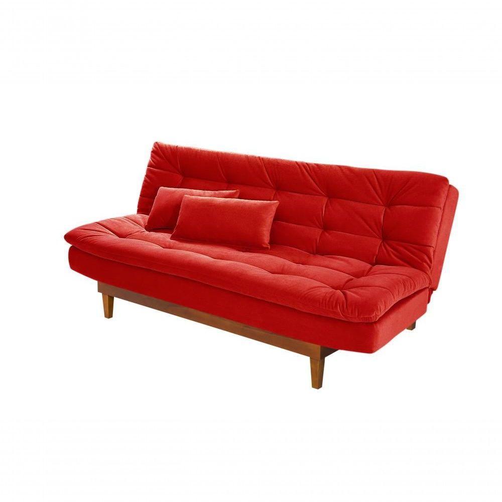 Sofá Cama Dubai 3 Lugares Império Reclinável Casal Pés Madeira Espuma Especial D33 Madero Vermelho 373 - 2