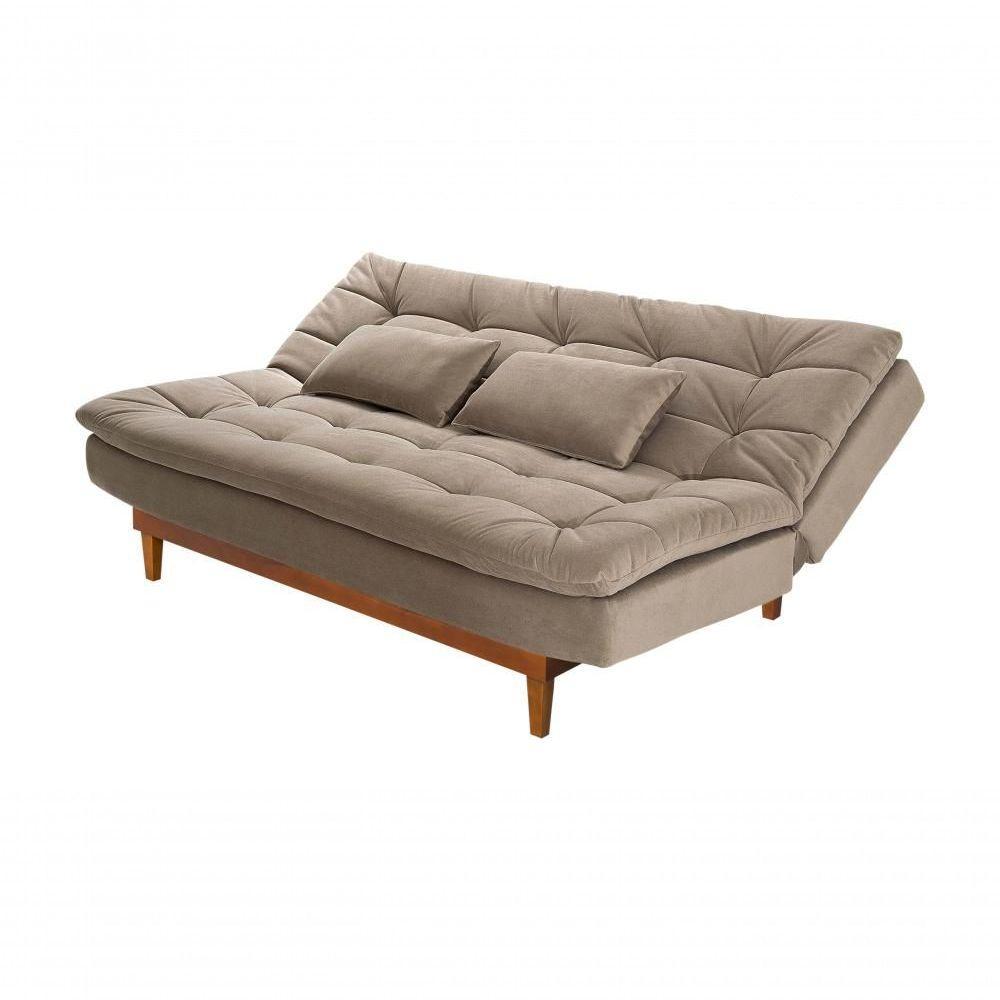 Sofá Cama Dubai 3 Lugares Império Reclinável Casal Pés Madeira Espuma Especial D33 Madero Chocolate 377 - 1