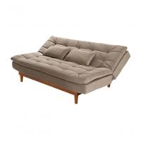 Sofá Cama Dubai 3 Lugares Império Reclinável Casal Pés Madeira Espuma Especial D33 Madero Chocolate 377 - 1