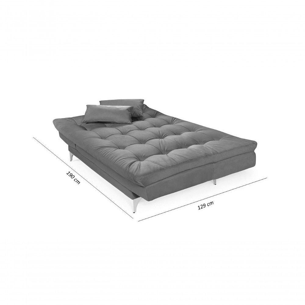 Sofá Cama Versátil 3 Lugares Império Reclinável Casal Pés De Alumínio Amarelo 374 - 3