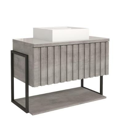 Gabinete Para Banheiro 80cm 100% Mdf Metalon 20x20 1 Porta Basculante Frisê Mgm Móveis Cimento Metalon Cimento