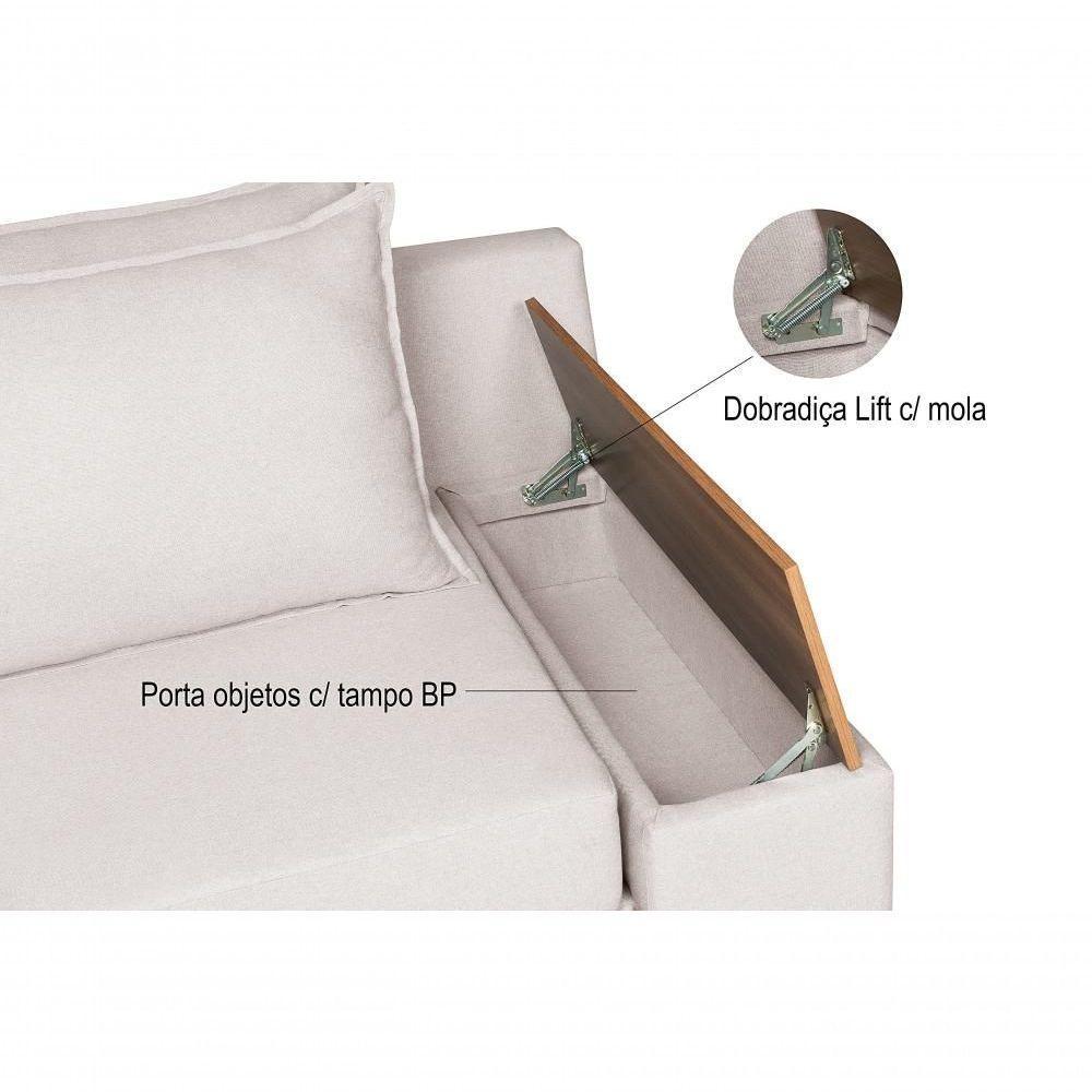 Sofá Cama Panamá Compose Linho 2 Lugares Império Estofados Gelo - 6