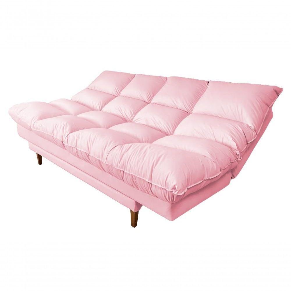 Sofá Cama Andorra Com Banqueta Corano 3 Lugares Reclinável Império Rosa 309 - 5