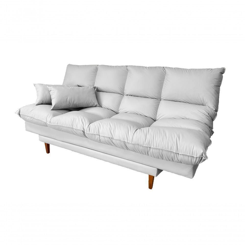 Sofá Cama Andorra Com Banqueta Corano 3 Lugares Reclinável Império Branco 036 - 5