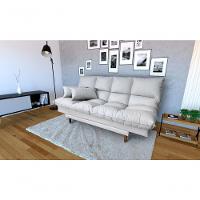 Sofá Cama Andorra Com Banqueta Corano 3 Lugares Reclinável Império Branco 036 - 1