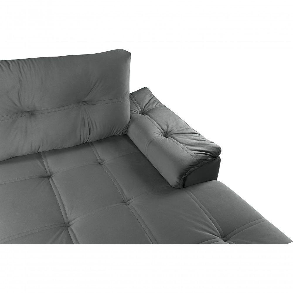 Sofá Viena 3 Lugares Com Chaise E Canto Premium Império Cinza Cinza 380 - 4