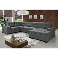 Sofá Viena 3 Lugares Com Chaise E Canto Premium Império Cinza Cinza 380 - 1