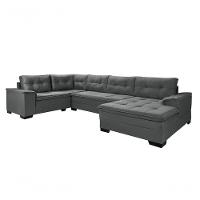 Sofá Viena 3 Lugares Com Chaise E Canto Premium Império Cinza Cinza 380 - 5