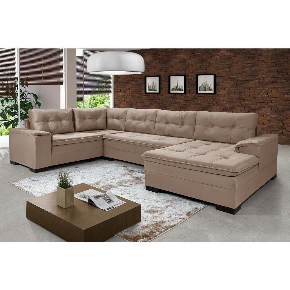 Sofá Viena 3 Lugares Com Chaise E Canto Premium Império Chocolate Chocolate 377 - 1