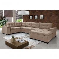 Sofá Viena 3 Lugares Com Chaise E Canto Premium Império Chocolate Chocolate 377 - 1